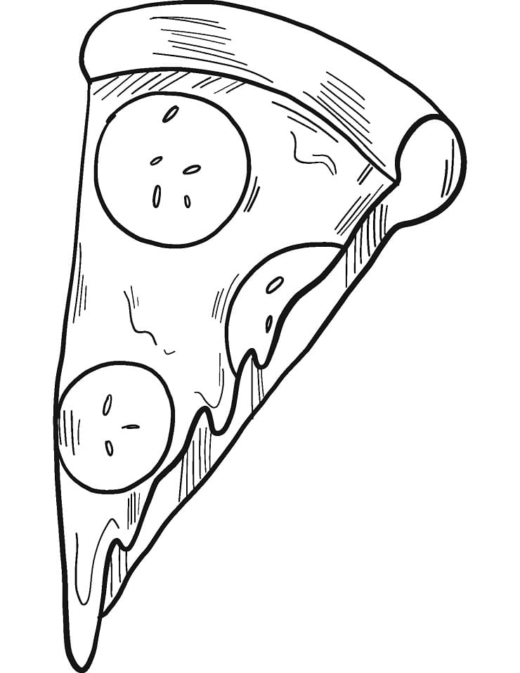 Desenho de Pizza Inteirá para Colorir e Pintar