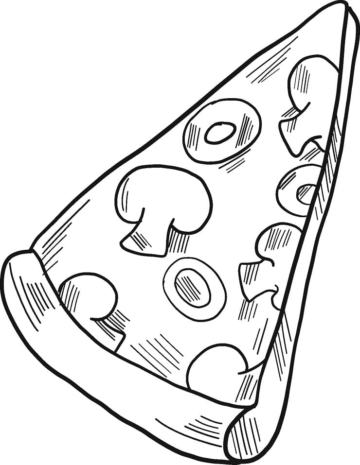 Desenho de Pizza na Mesa para Colorir e Pintar