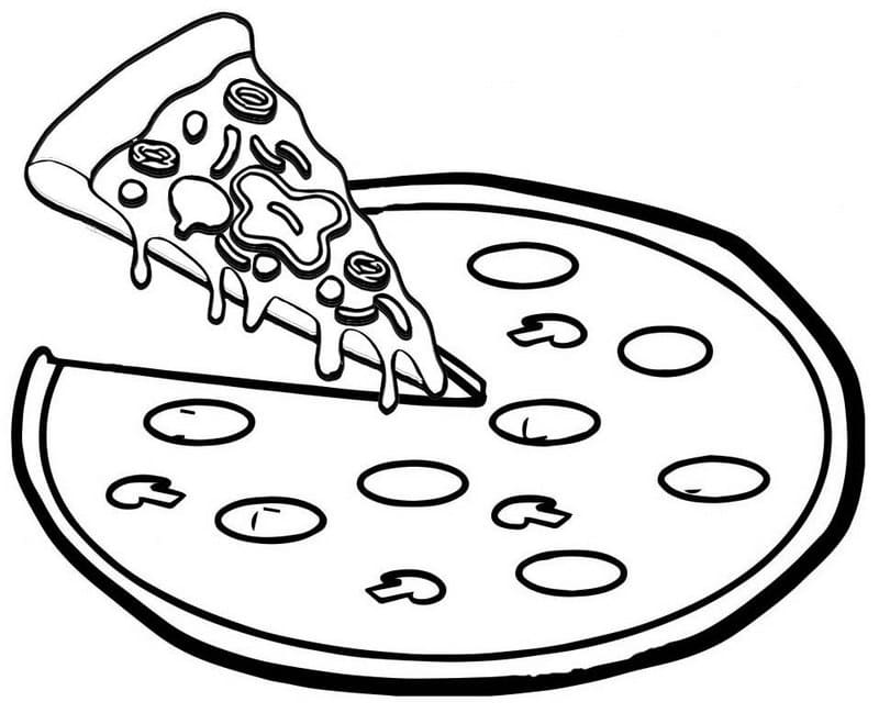 Desenho de Pizza para Colorir Giz de Cera e Pintar