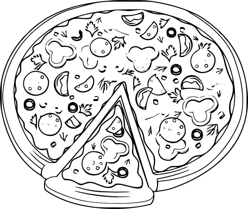 Desenho de Pizza para Colorir Tinta Guache e Pintar