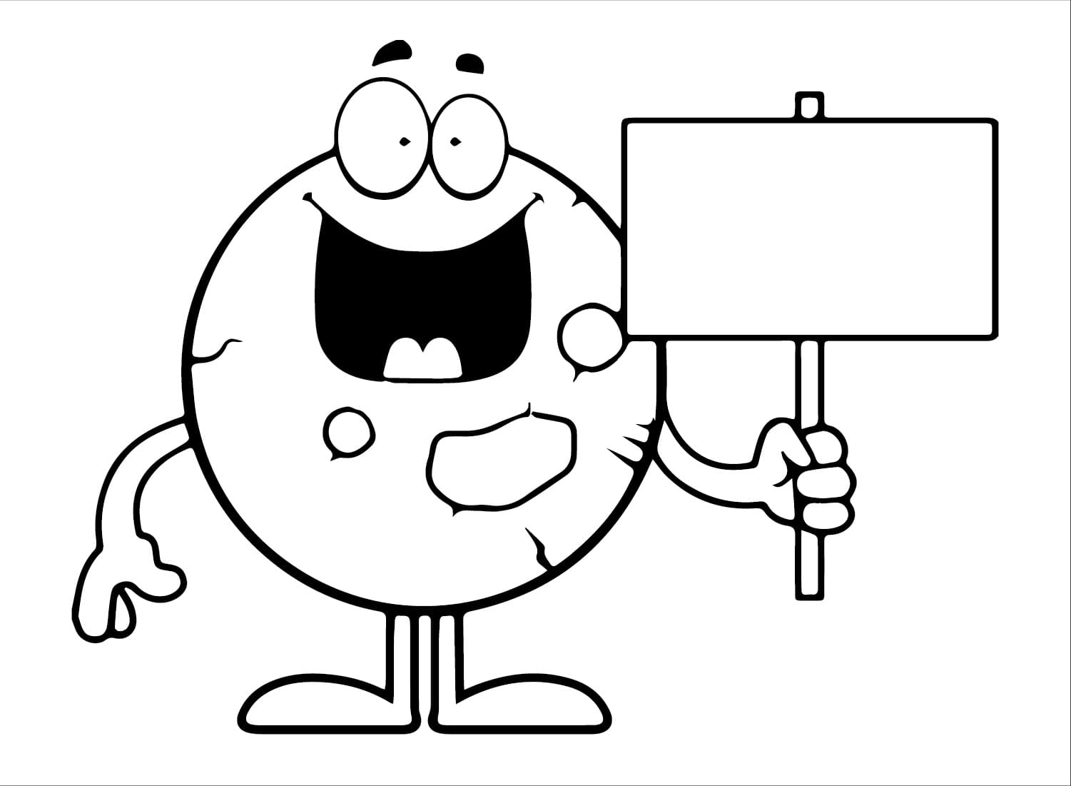 Desenho de Planeta Marte Engraçado para Colorir e Pintar