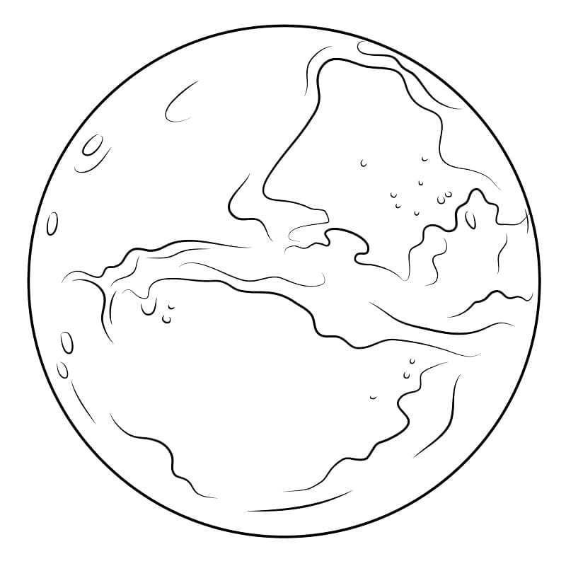 Desenho de Planeta Marte Imprimivel para Colorir e Pintar