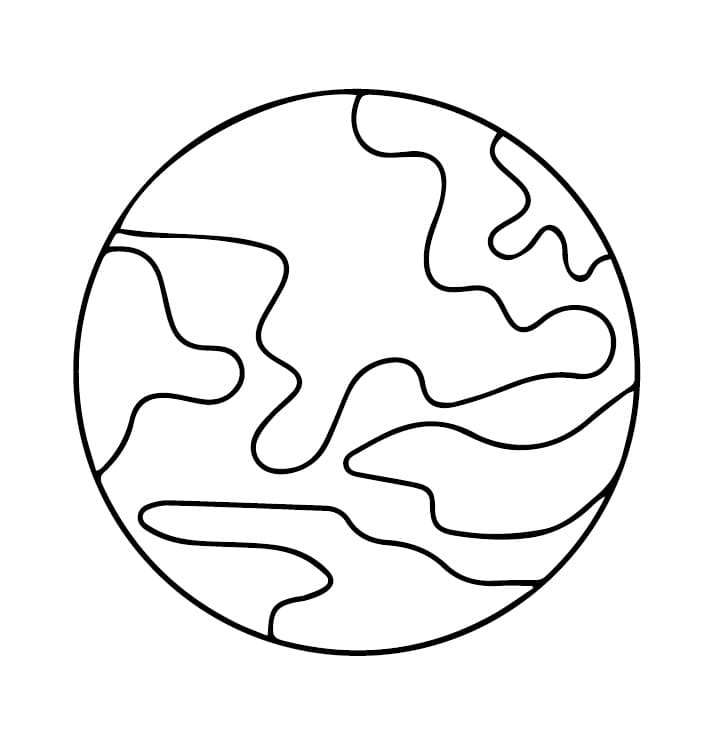 Desenho de Planeta Marte Simples para Colorir e Pintar