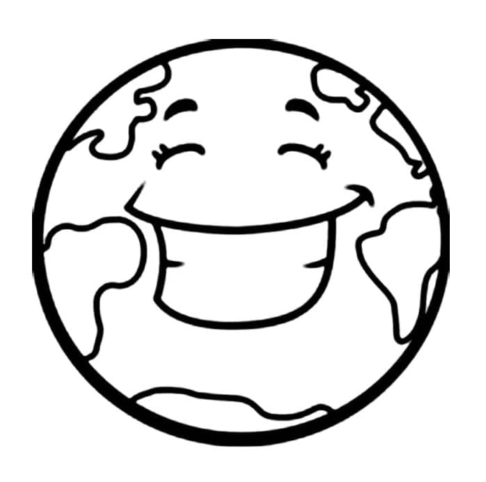Desenho do Planeta Terra com Nuvens para Colorir e Pintar