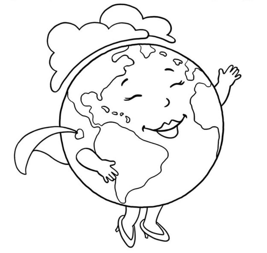 Desenho do Planeta Terra para Colorir com Lápis de Cor e Pintar
