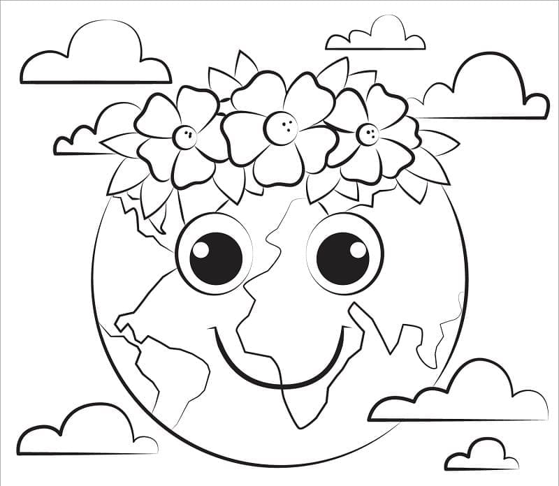 Desenho do Planeta Terra para Colorir Figurá Imprimivel e Pintar