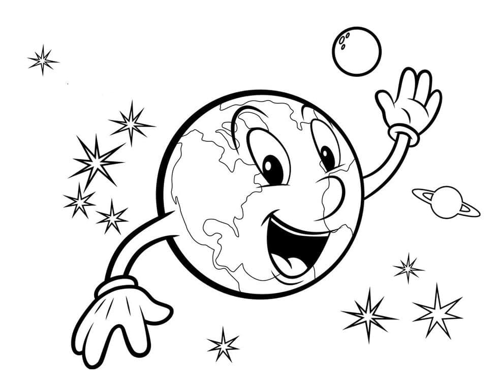 Desenho do Planeta Terra Pdf Imprimivel para Colorir e Pintar