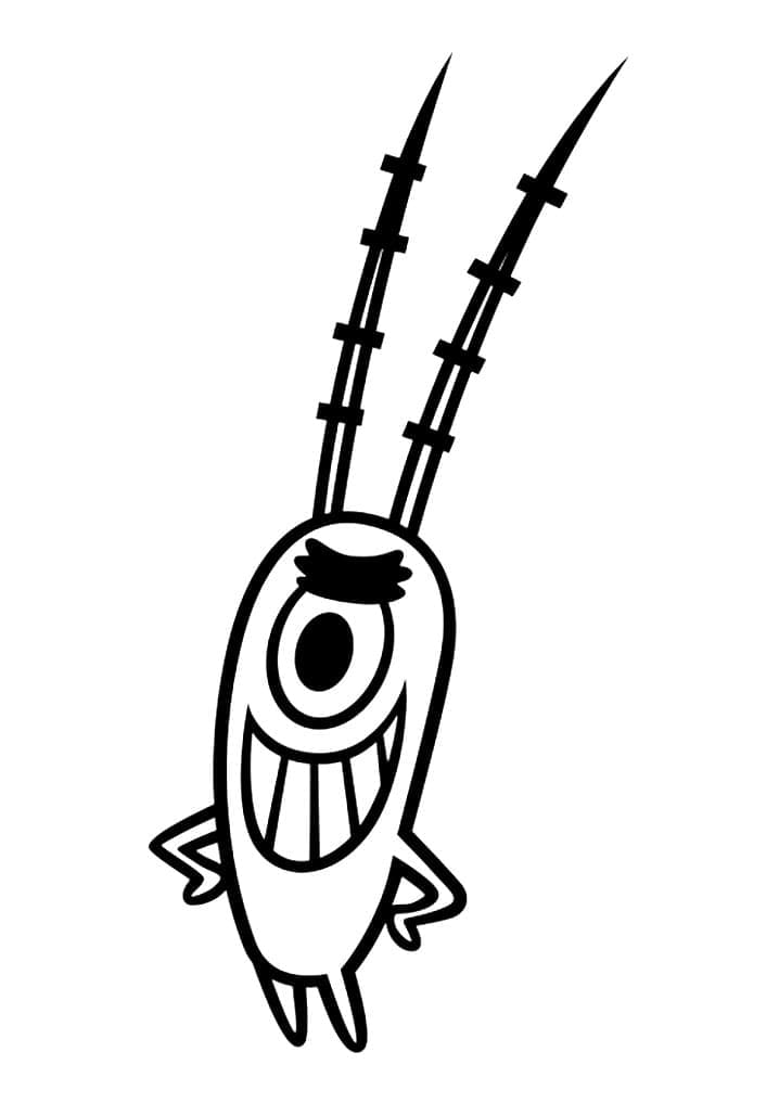 Desenho de Plankton Feliz para Colorir e Pintar