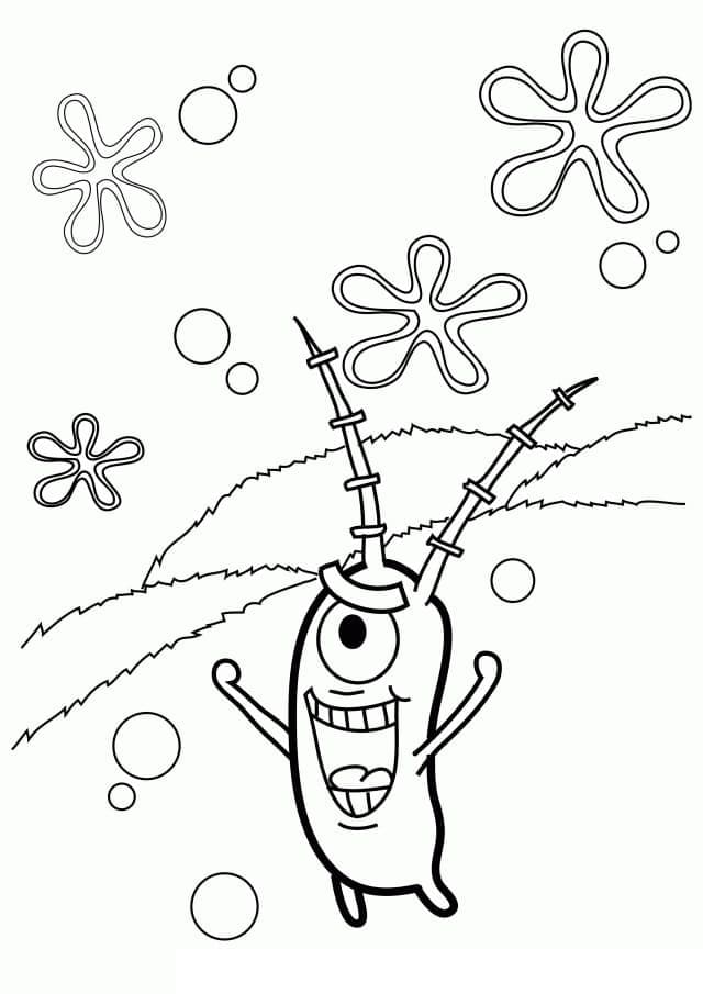 Desenho de Plankton Pdf Imprimivel para Colorir e Pintar