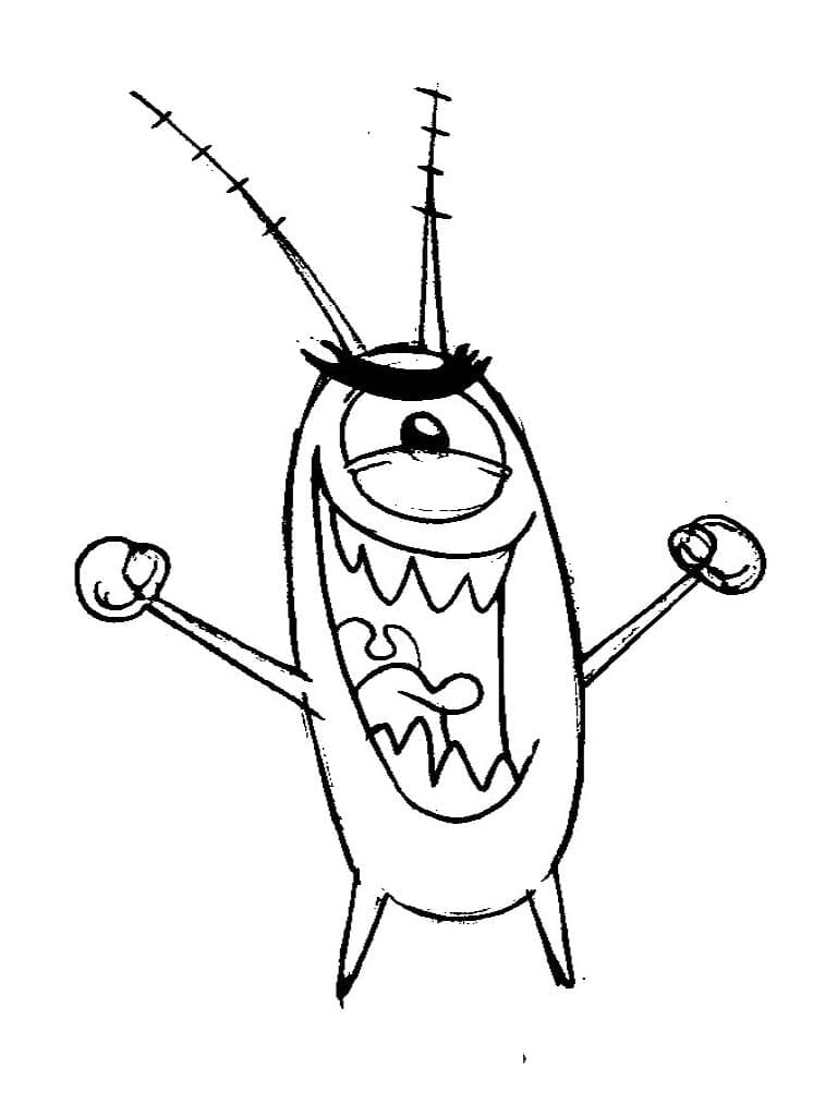 Desenho de Plankton Rindo para Colorir e Pintar