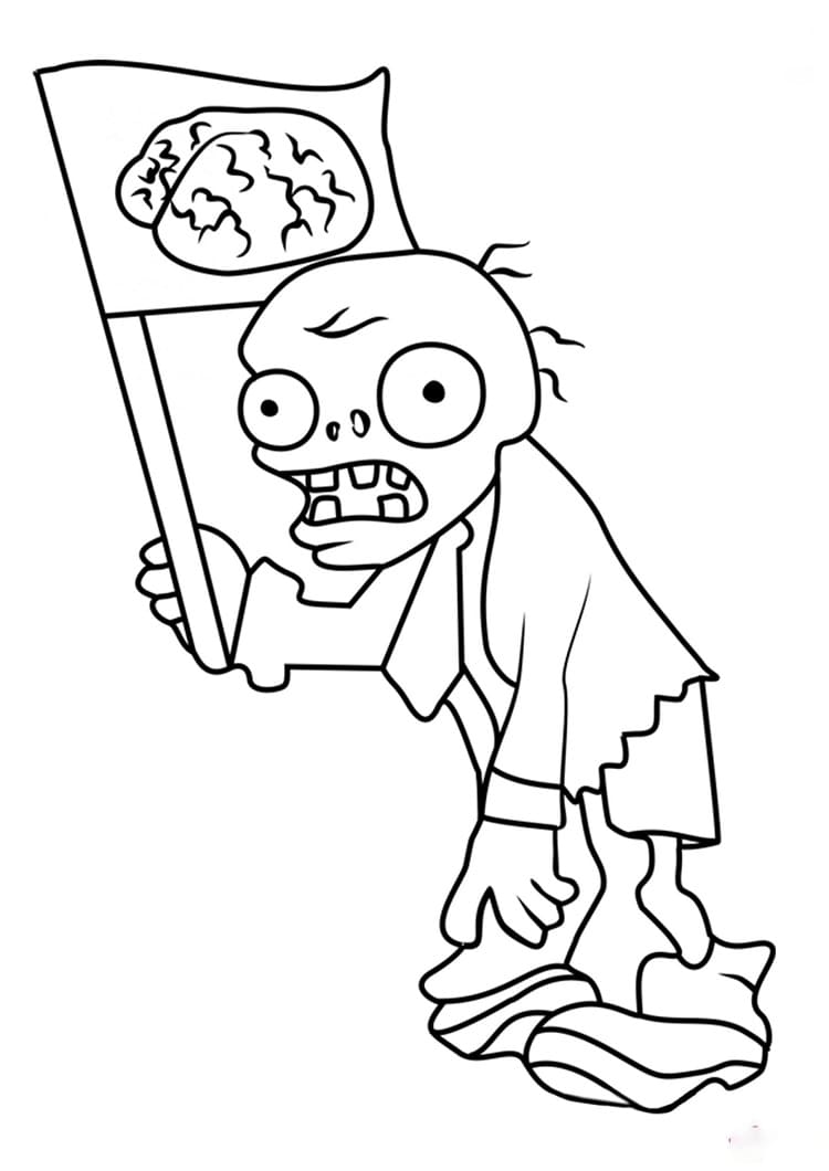 Desenho de Flag Zombie de Plants Vs Zombies para Colorir e Pintar