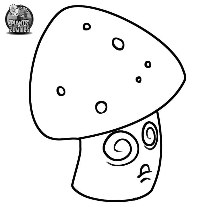 Desenho de Hypno Shroom de Plants Vs Zombies para Colorir e Pintar