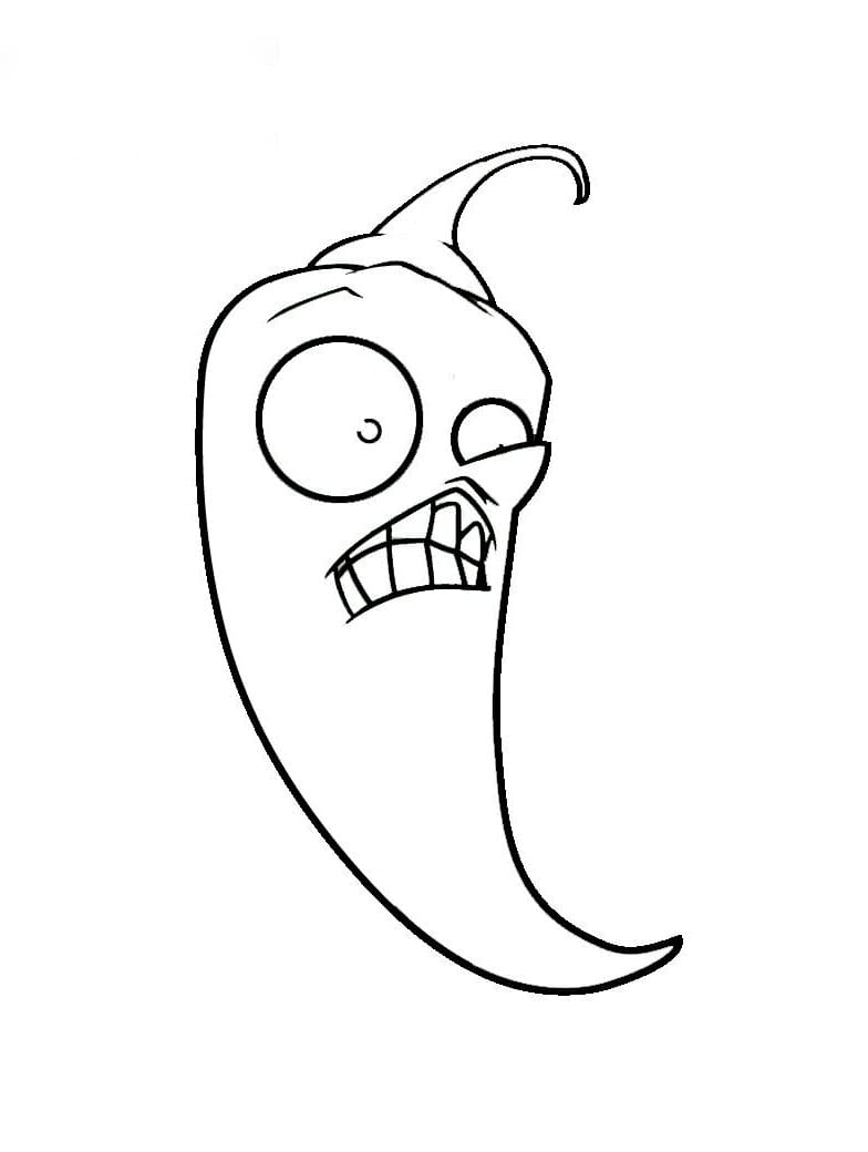Desenho de Pimenta de Plants Vs Zombies para Colorir e Pintar