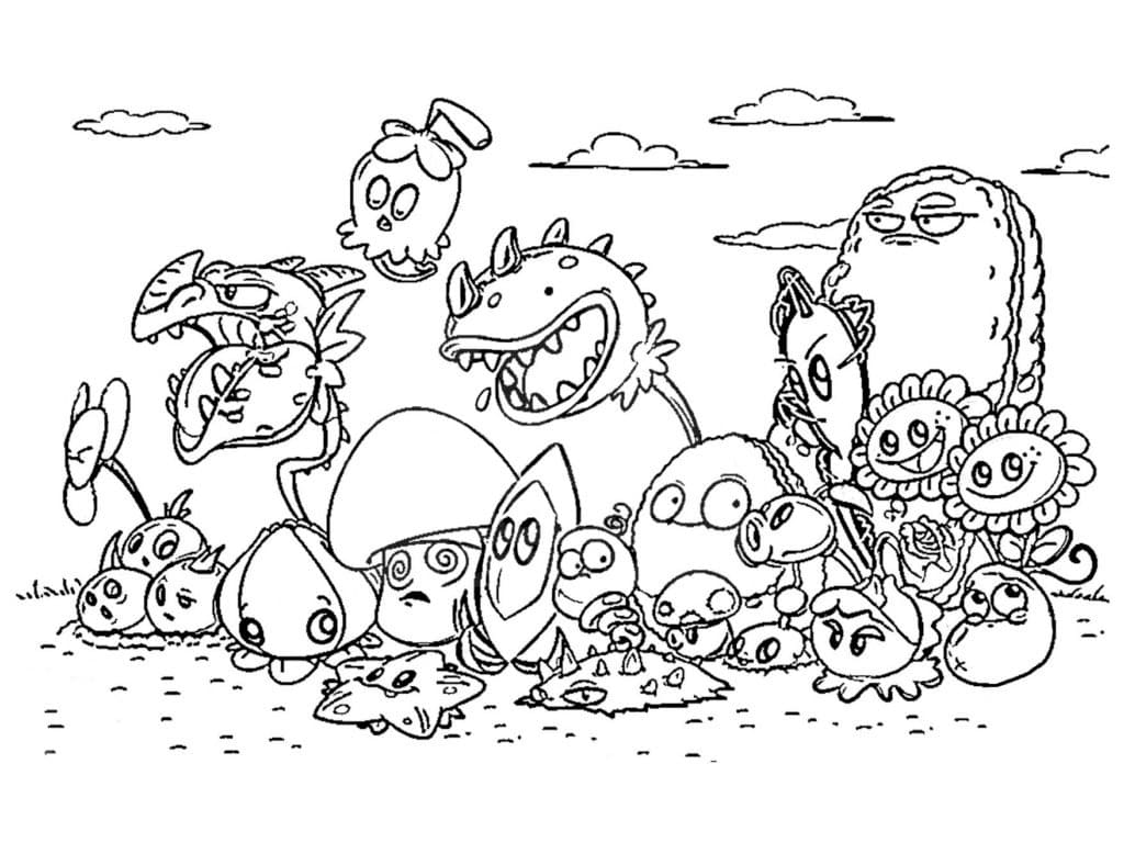 Desenho de Plantas de Plants Vs Zombies para Colorir e Pintar