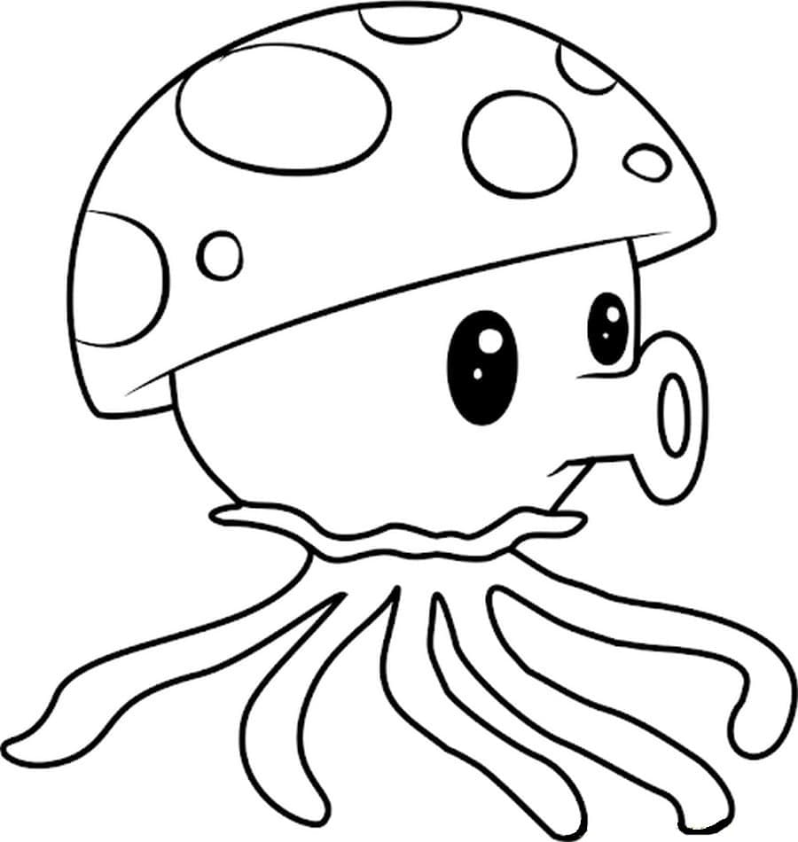 Desenho de Sea Shroom de Plants Vs Zombies para Colorir e Pintar