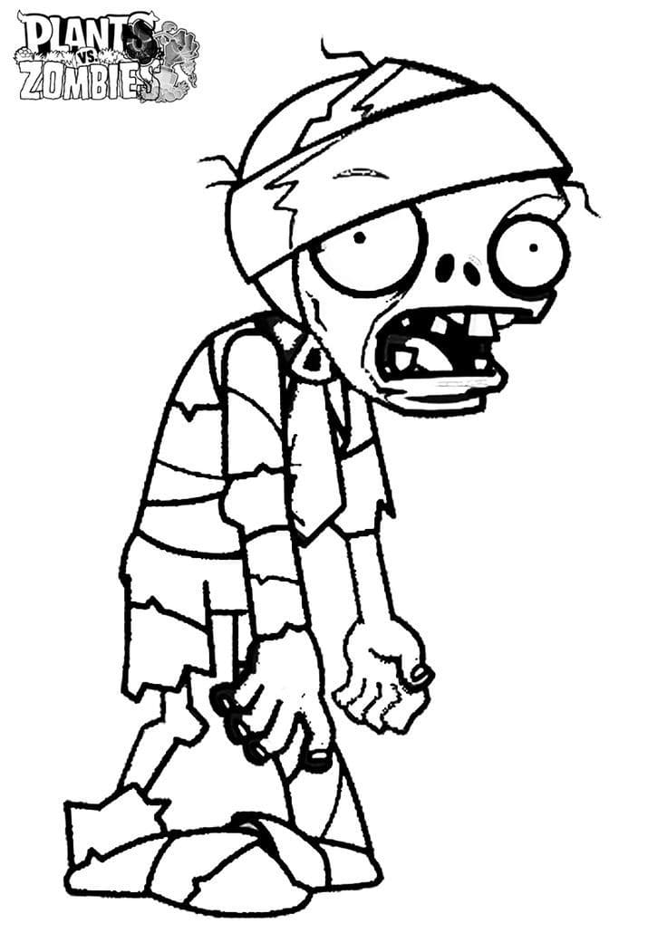 Desenho de Zumbi Múmia de Plants Vs Zombies para Colorir e Pintar