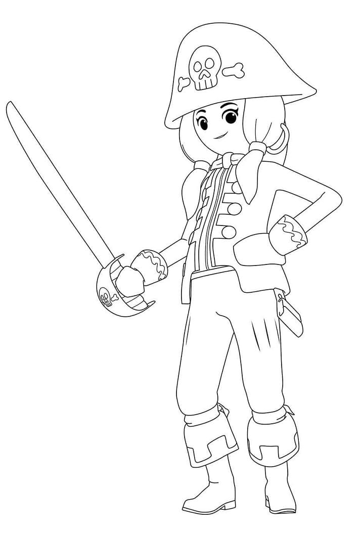 Desenho de Playmobil Pirata Grátis Download para Colorir e Pintar