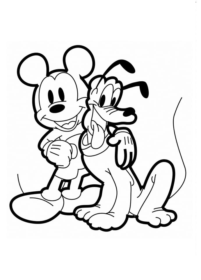 Desenho de Mickey e Pluto para Colorir e Pintar