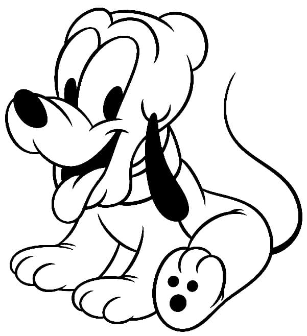 Desenho de Pluto Adorável para Colorir e Pintar