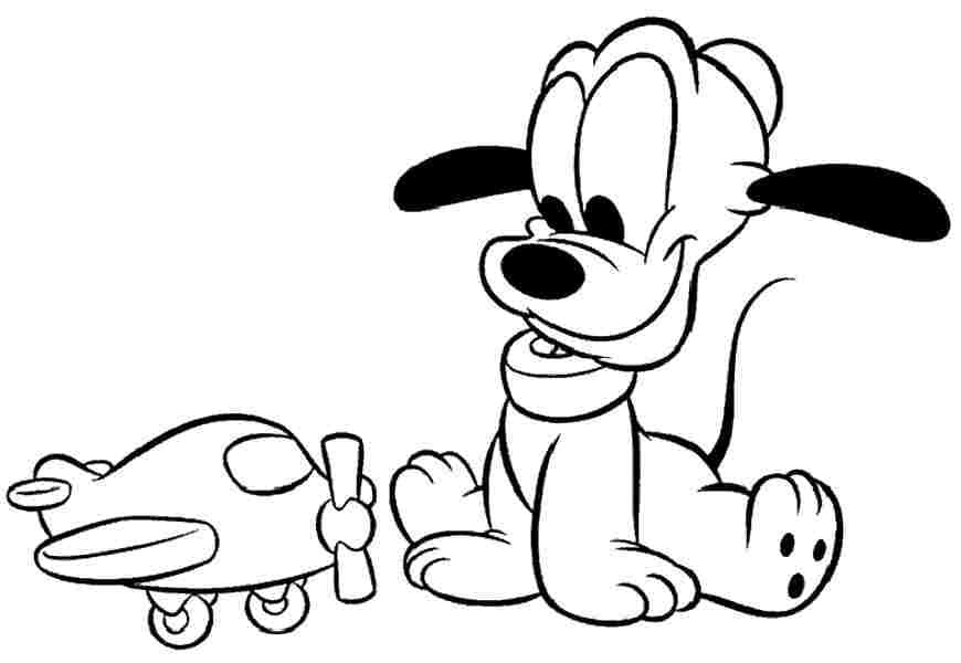 Desenho de Pluto com Brinquedo para Colorir e Pintar