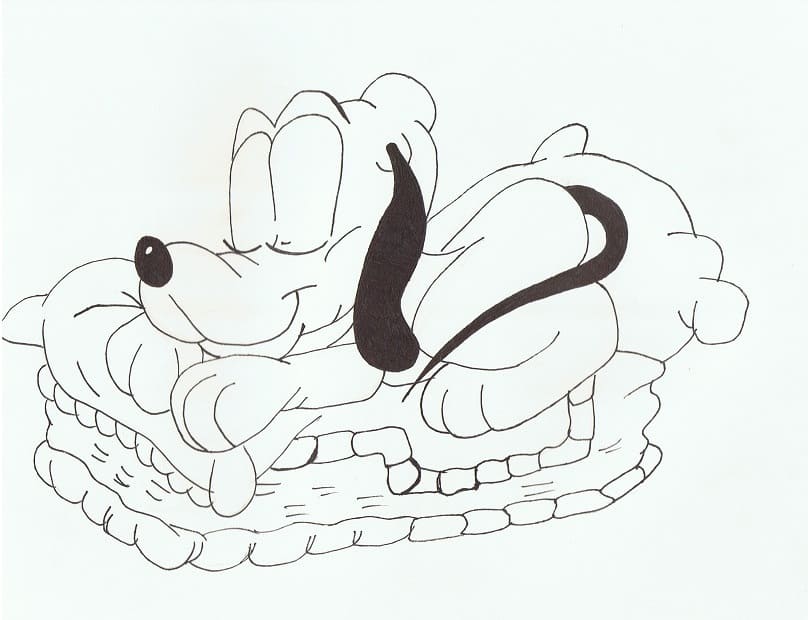 Desenho de Pluto Dormindo para Colorir e Pintar
