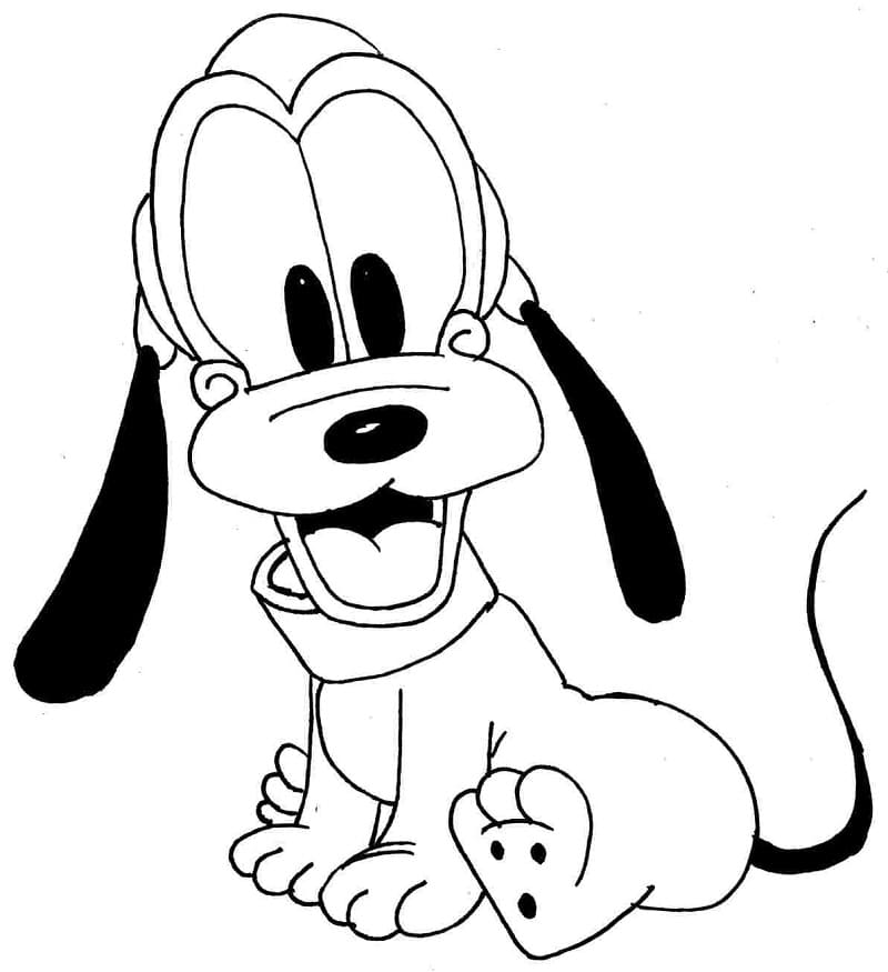 Desenho de Pluto Imprimivel para Colorir e Pintar