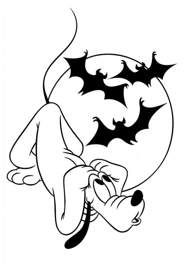 Desenho de Pluto no Dia das Bruxas para Colorir e Pintar