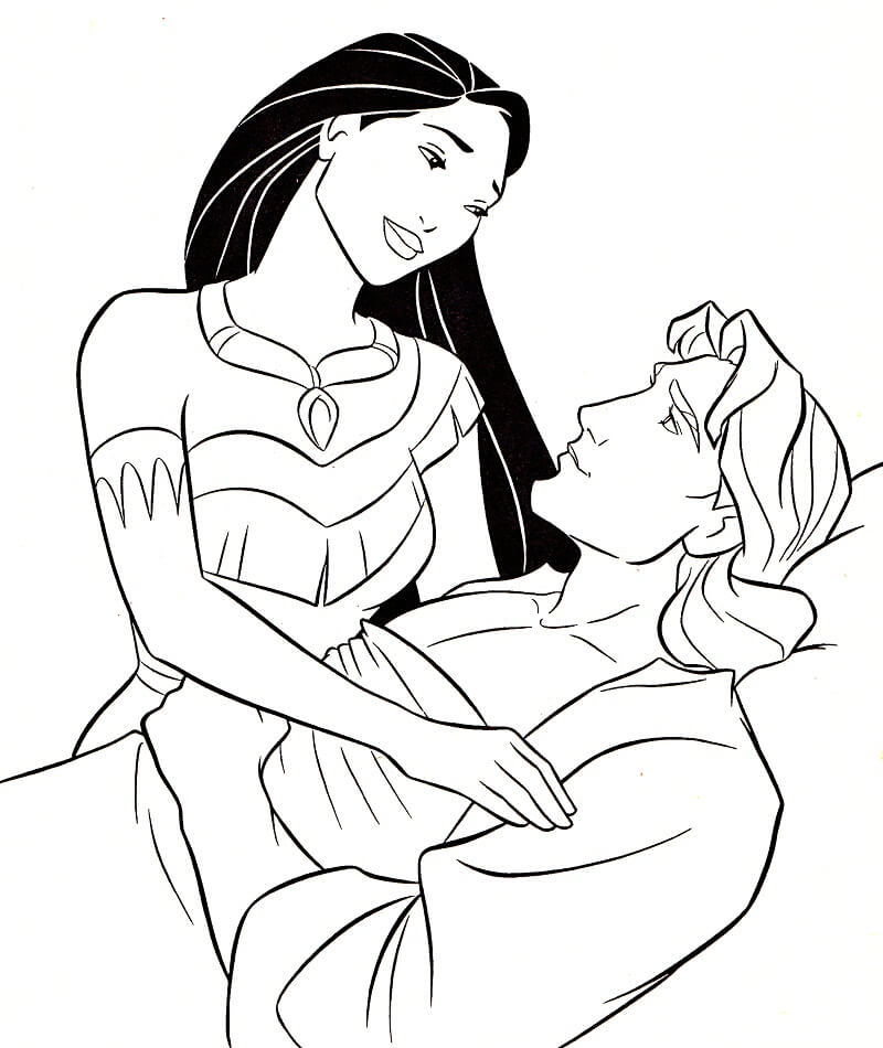 Desenho de Pocahontas Download para Imprimir e Colorir e Pintar
