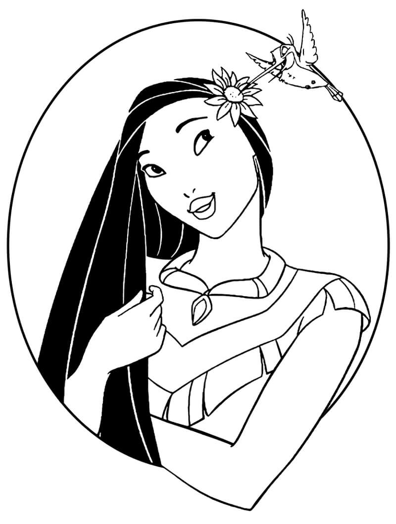 Desenho de Pocahontas Download Pdf para Colorir e Pintar