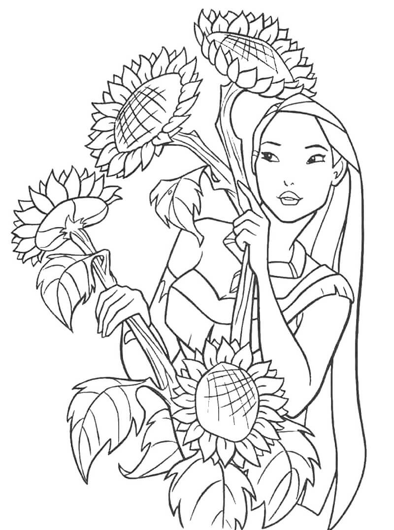 Desenho de Pocahontas Grátis para Colorir e Pintar