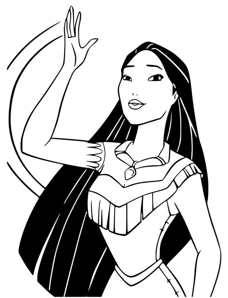 Desenho de Pocahontas Imprimivel Pdf para Colorir e Pintar