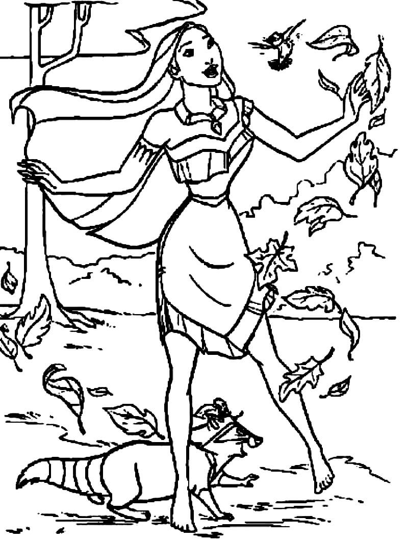 Desenho de Pocahontas para Colorir Imprimivel e Pintar