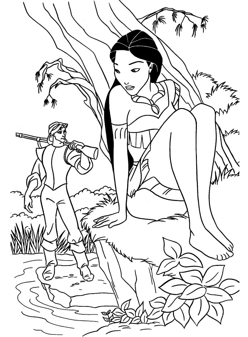 Desenho de Pocahontas para Pintar Pdf Grátis