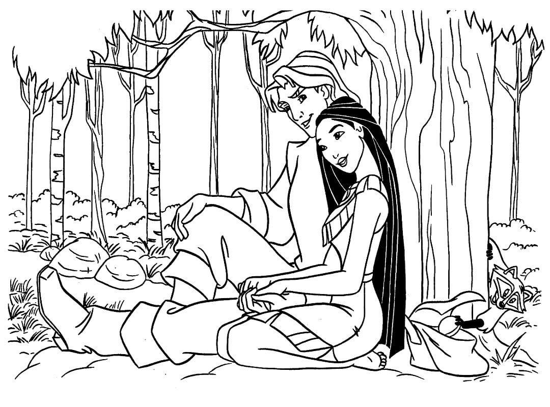 Desenho de Pocahontas Pdf para Colorir e Pintar