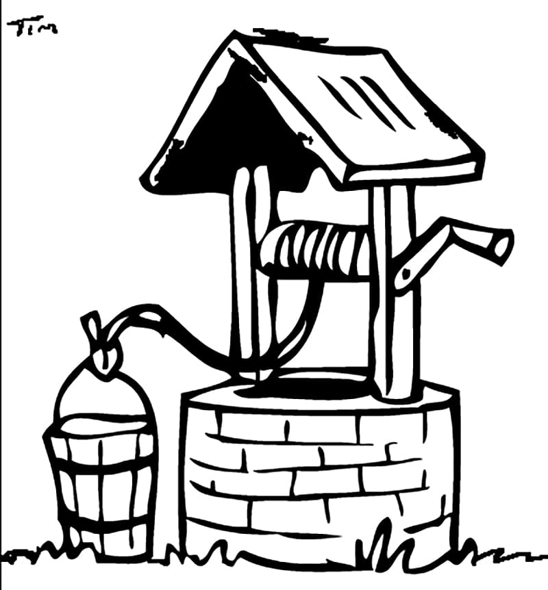 Desenho de Poço Pequeno para Colorir e Pintar