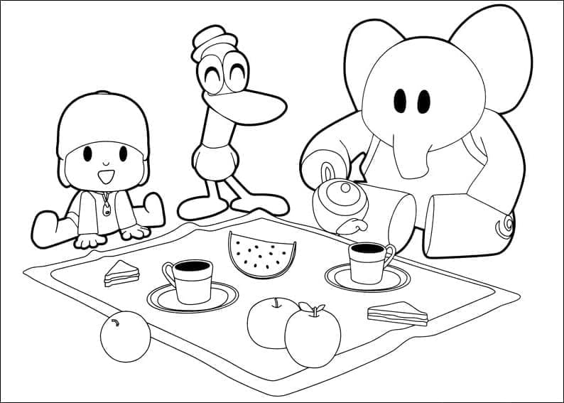 Desenho de Imprimivel Pocoyo para Colorir e Pintar