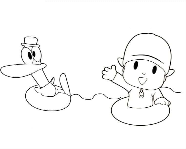 Desenho de Pato e Pocoyo para Colorir e Pintar