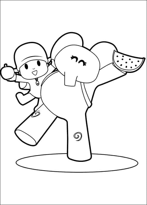 Desenho de Pocoyo e Elly para Colorir e Pintar