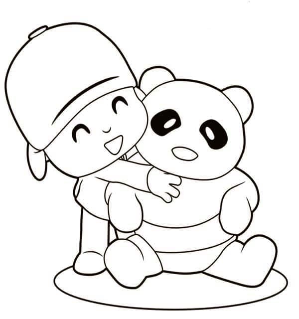 Desenho de Pocoyo e Panda para Colorir e Pintar