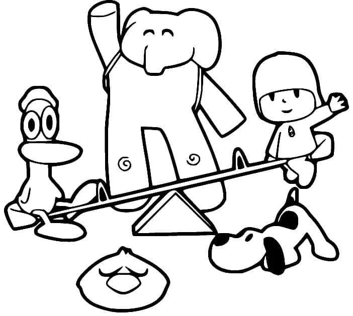 Desenho de Pocoyo e Amigos para Colorir e Pintar