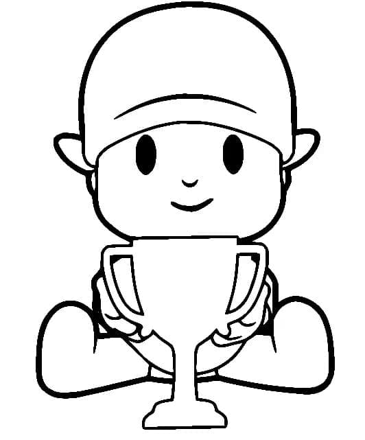 Desenho de Pocoyo e Trofeu para Colorir e Pintar