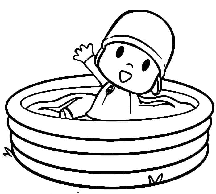 Desenho de Pocoyo na Piscina para Colorir e Pintar