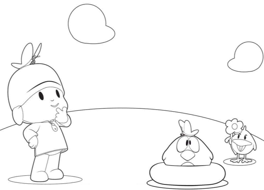 Desenho de Pocoyo Pensando para Colorir e Pintar