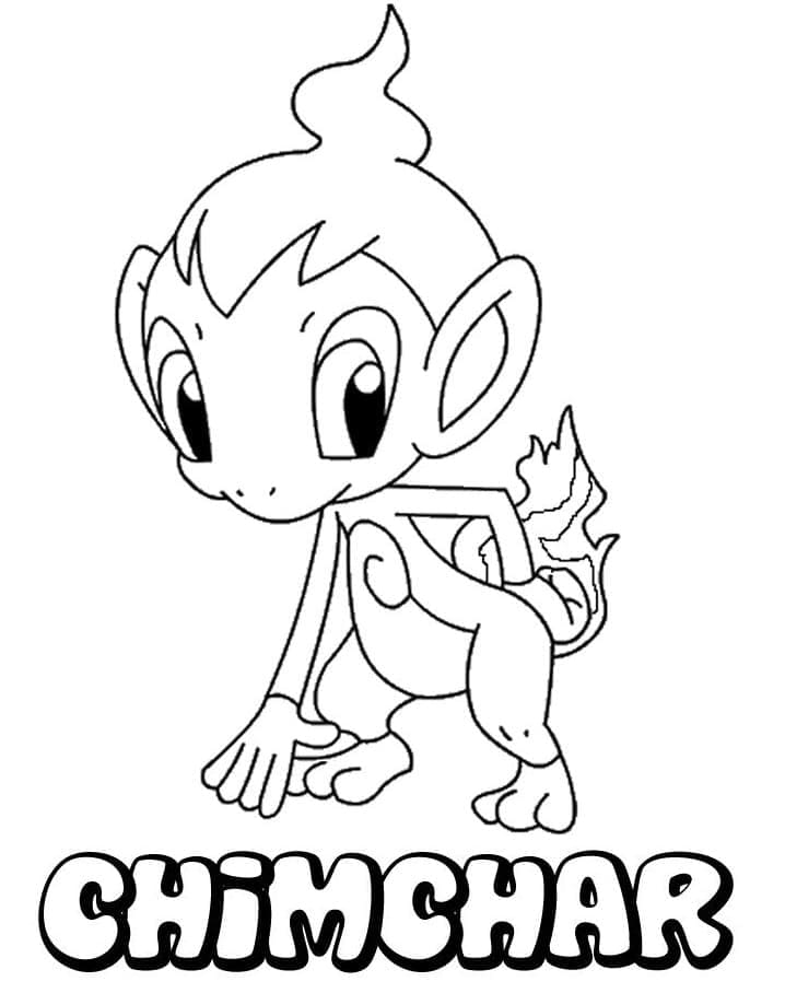 Desenho de Chimchar Pokemon para Colorir e Pintar