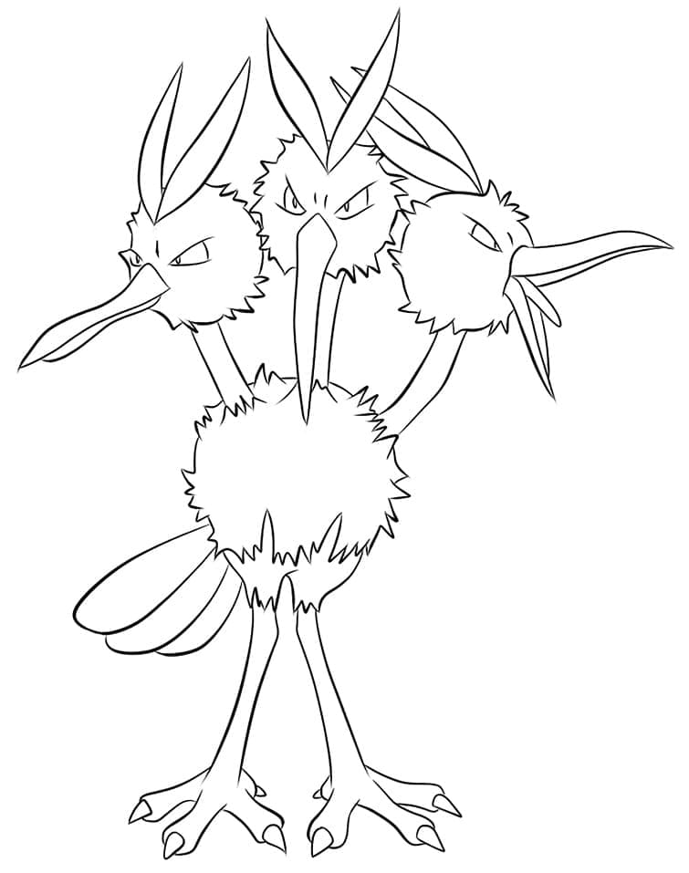 Desenho de Dodrio Pokemon para Colorir e Pintar