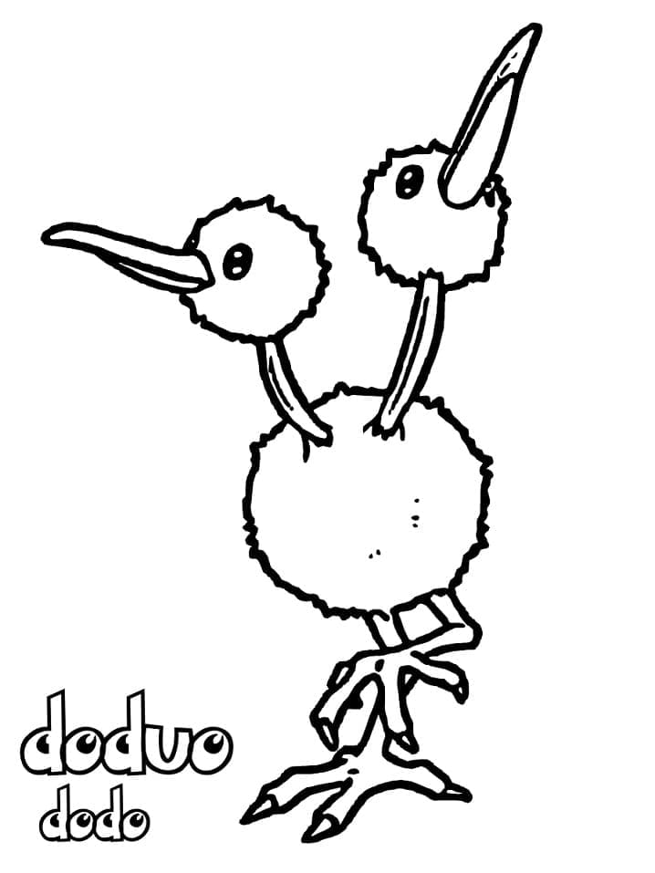 Desenho de Doduo Pokemon para Colorir e Pintar