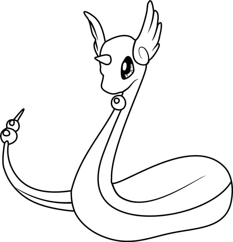 Desenho de Dragonair Pokemon para Colorir e Pintar