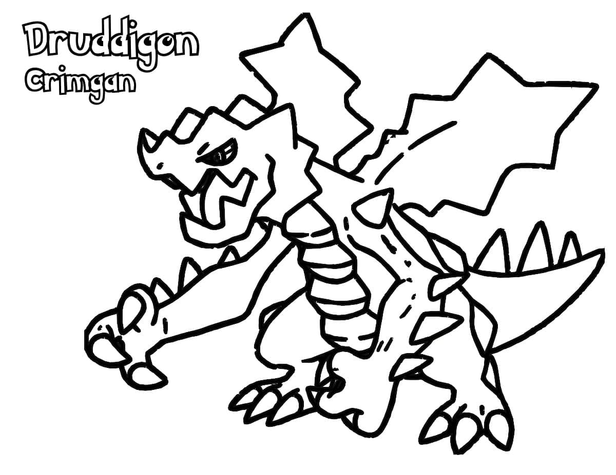 Desenho de Druddigon Pokemon para Colorir e Pintar