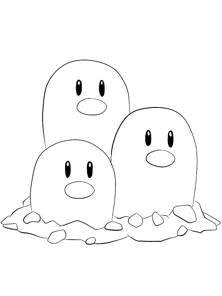 Desenho de Dugtrio Pokemon para Colorir e Pintar