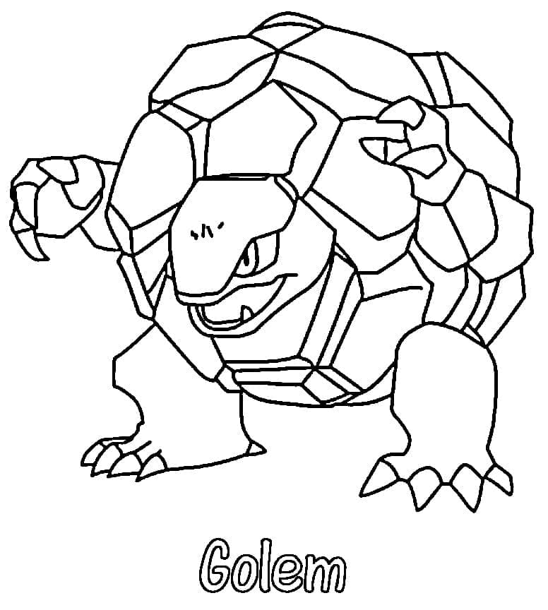 Desenho de Golem Pokemon para Colorir e Pintar